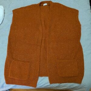 Rust Orange Knit Cardigan Vest